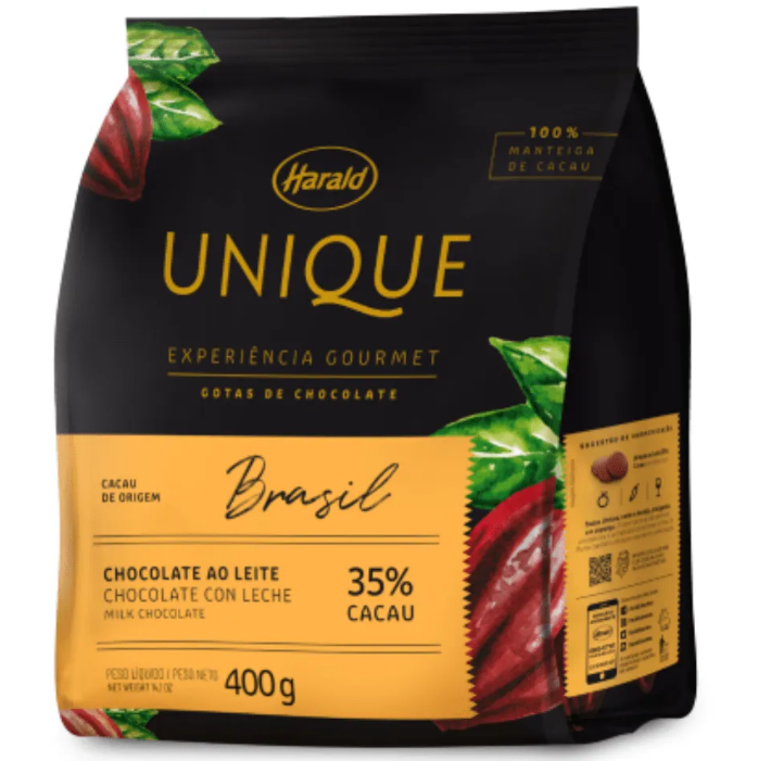 2687 - CHOCOLATE GOTAS LEITE 35% UNIQUE 400g - HARALD