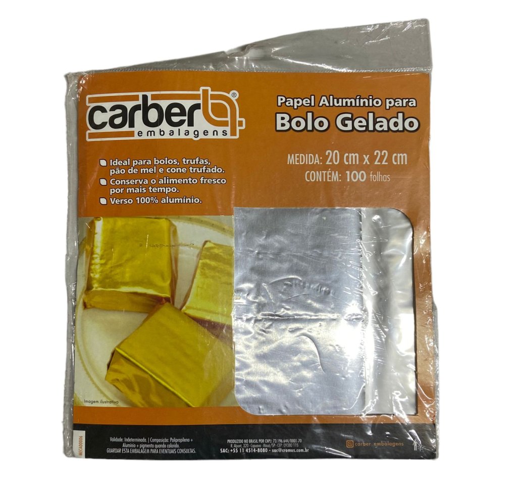 4796 - PAPEL BOLO GELADO PRATA  INCOLOR 20x22cm C/100un - PC/CROMUS