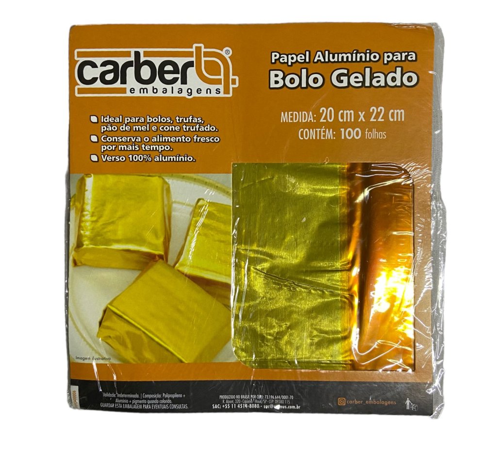 4901 - PAPEL ALUMINIO PARA BOLO GELADO OURO 20x22 C/100un - PC/CROMUS