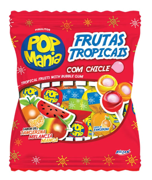 5024 - PIRULITO POP MANIA FRUTAS TROPICAIS 50un 12g - RICLAN