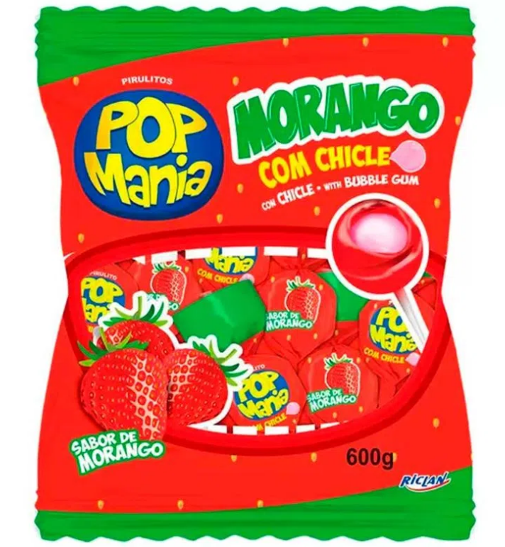5031 - PIRULITO POP MANIA MORANGO 50un 12g - RICLAN