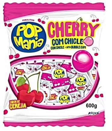 5032 - PIRULITO POP MANIA CHERRY 50un 12g - RICLAN