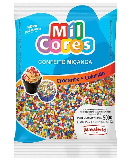 777 - CONFEITO MICANGA COLORIDA MIL CORES 500g - MAVALERIO