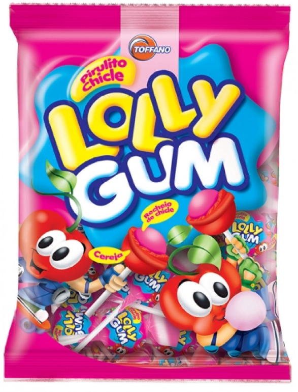 5053 - PIRULITO LOLLY GUM CEREJA 600g - TOFFANO