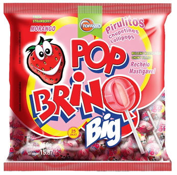 5055 - PIRULITO POP BRINQ MEGA MORANGO 672g - TOFFANO