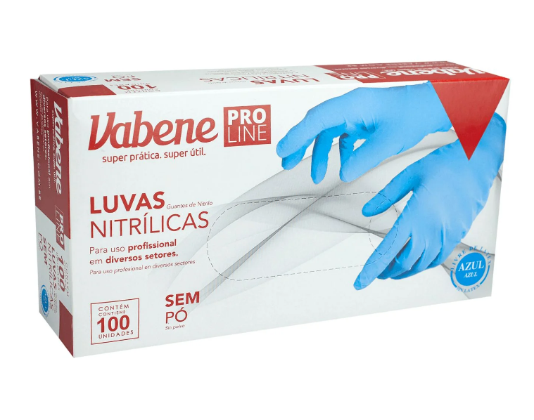 5061 - LUVA NITRILICA AZUL M C/100un - VABENE
