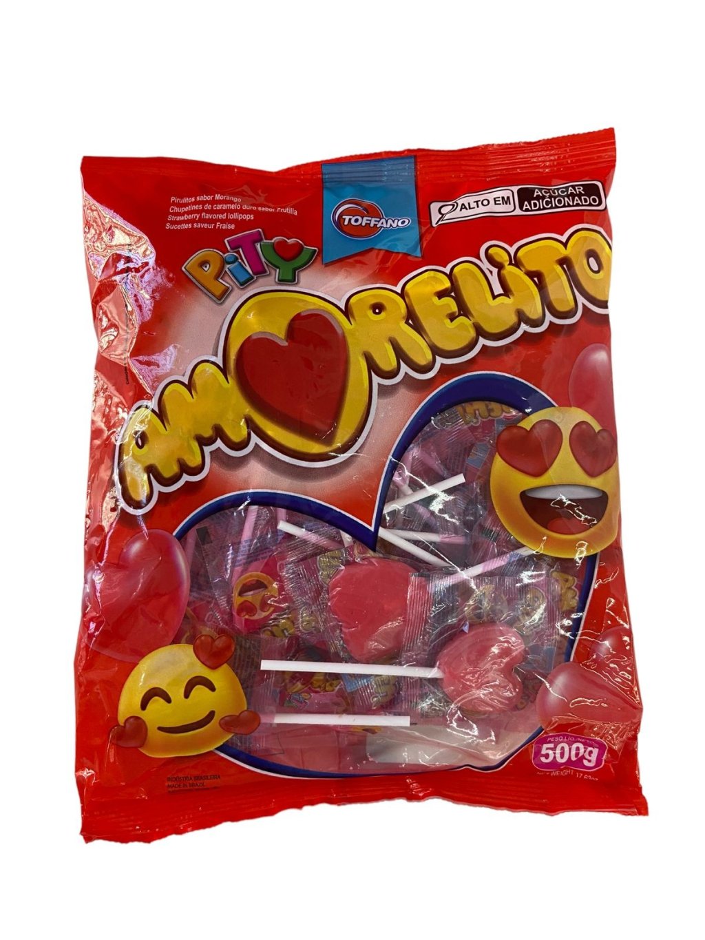 5052 - PIRULITO PITY AMORELITO MORANGO 500g - TOFFANO