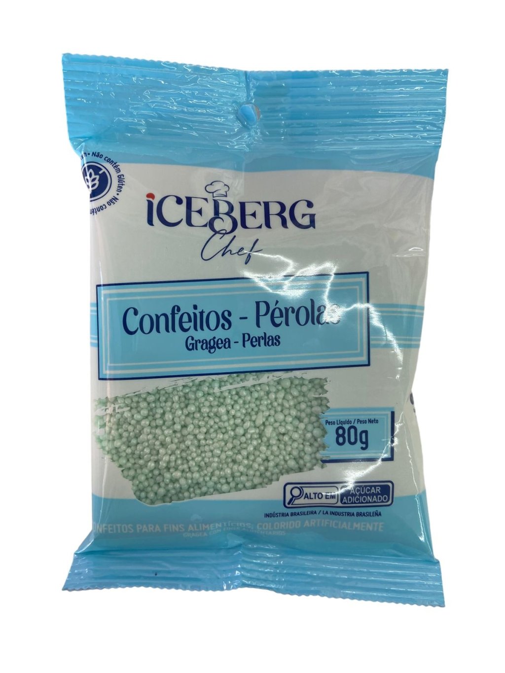 5138 - CONFEITO PEROLADO AZUL TURQUESA 80g - ICEBERG