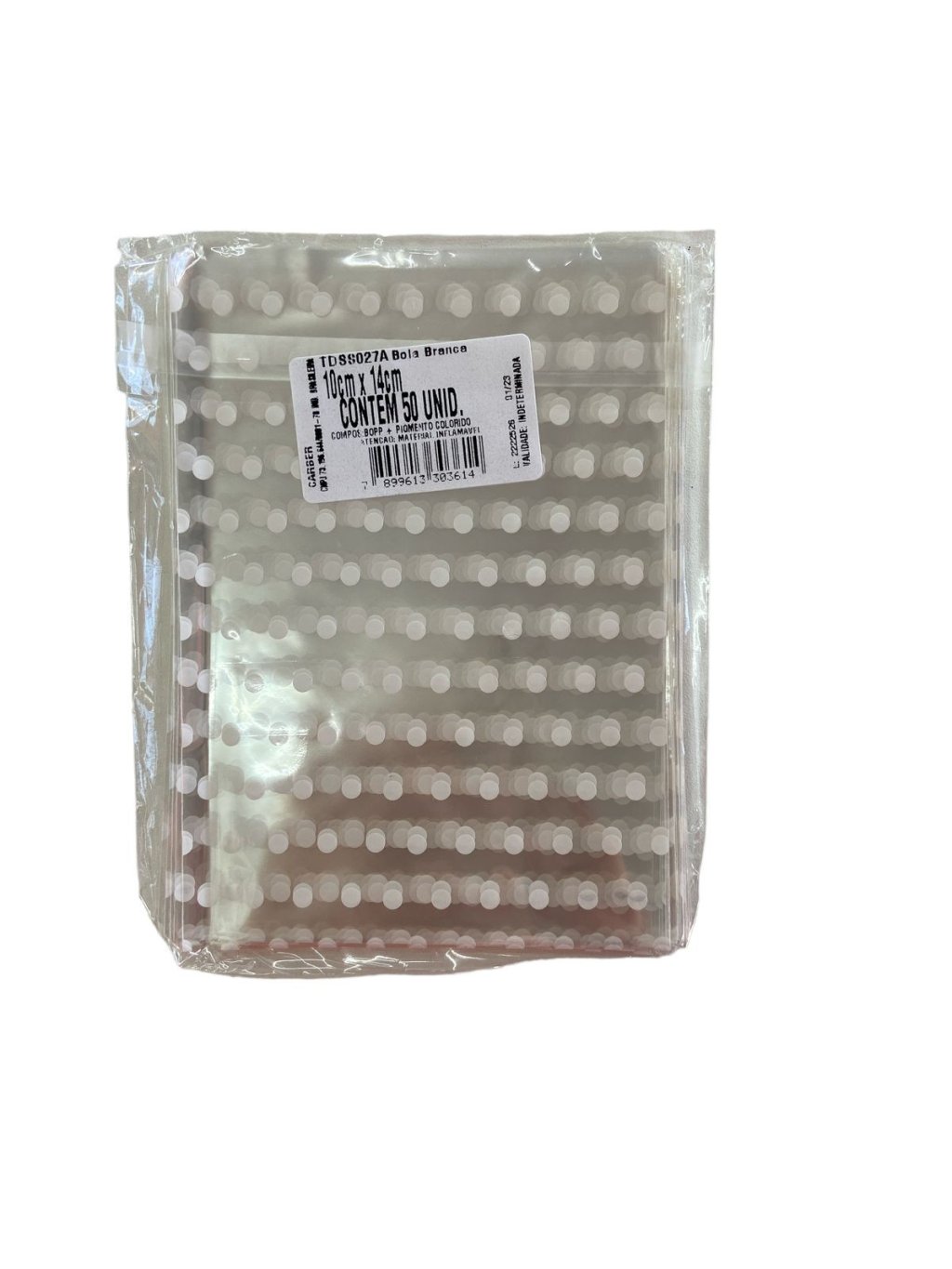 1748 - SACO DECORADO BOLA BRANCA 10x14 C/50un - PC/CROMUS