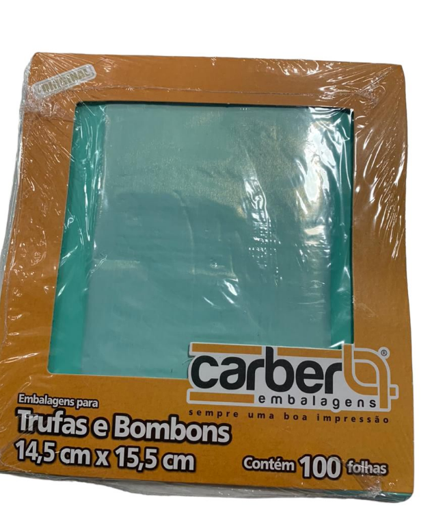 5275 - EMBALAGEM TRUFA LISO TURQUESA 14,5x15,5cm C/100un - PC/CROMUS