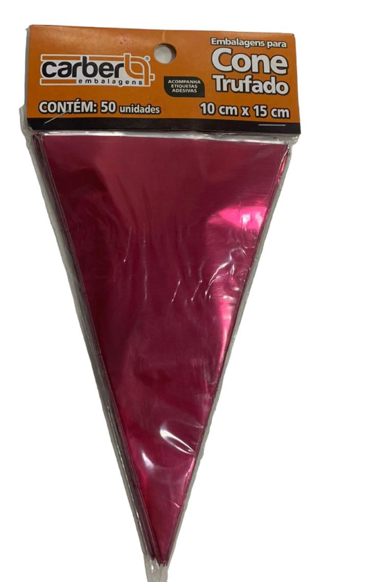 5287 - SACO CONE TRUFADO LISO PINK 10x15cm C/50un - PC/CROMUS