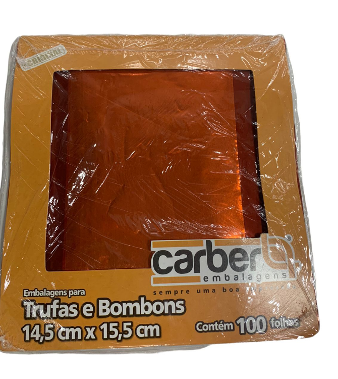 5272 - EMBALAGEM TRUFA LISO LARANJA 14,5x15,5cm C/100un - PC/CROMUS