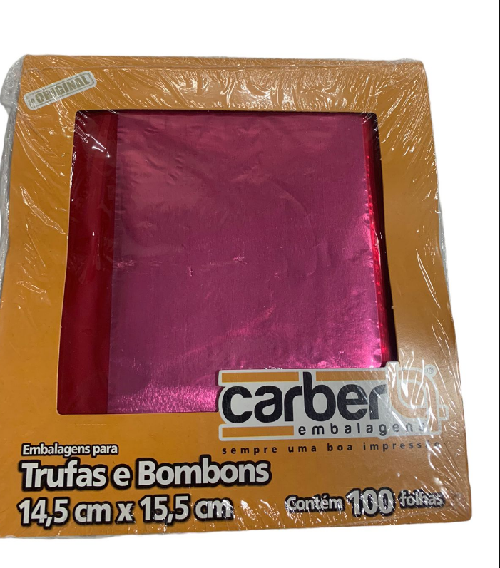 5279 - EMBALAGEM TRUFA LISO ROSA CHICLETE 14,5x15,5cm C/100un - PC/CROMUS