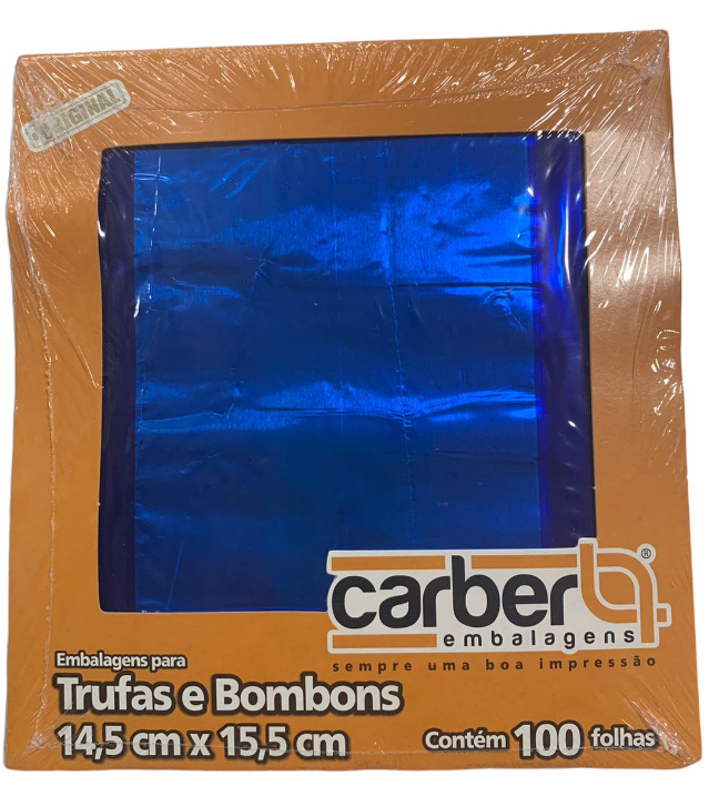 989 - EMBALAGEM TRUFA LISO AZUL ESCURO 14,5x15,5cm C/100un - PC/CROMUS