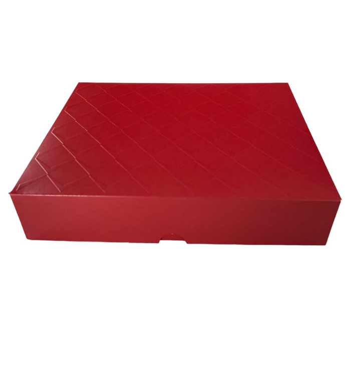1513 - CAIXA RETANGULAR TAMPA/FUNDO RELEVO VERMELHO M 25x20x5 - PC/CROMUS