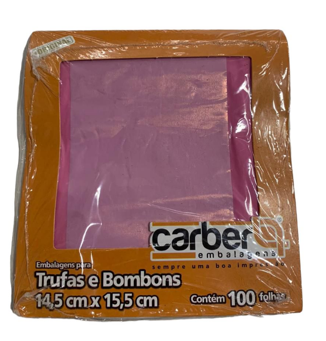 5276 - EMBALAGEM TRUFA CANDY LOVE ROSA 14,5x15,5cm C/100un - PC/CROMUS