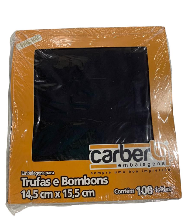 5274 - EMBALAGEM TRUFA LISO PRETO 14,5x15,5cm C/100un - PC/CROMUS