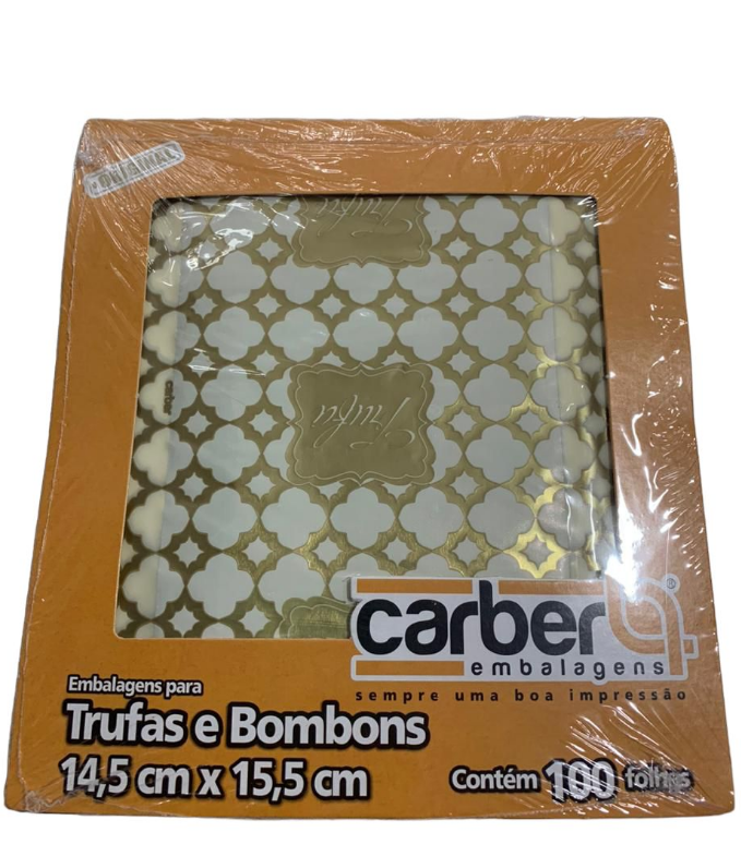 5282 - EMB TRUFA IMPERIAL MARFIM E OURO 14,5x15,5cm C/100un - PC/CROMUS