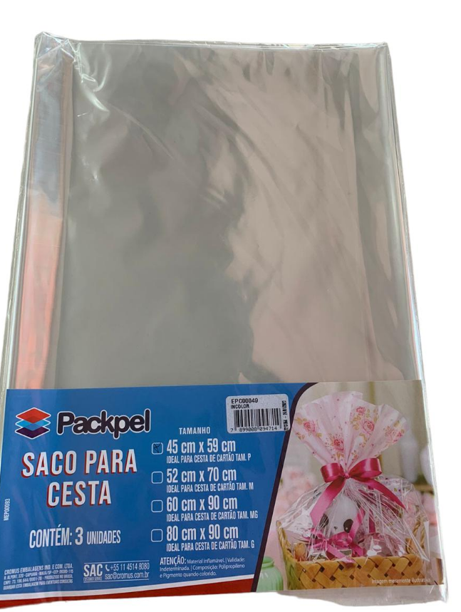 2058 - SACO CESTA AUTOSSERVICO INCOLOR 45x59 C/3un - CROMUS