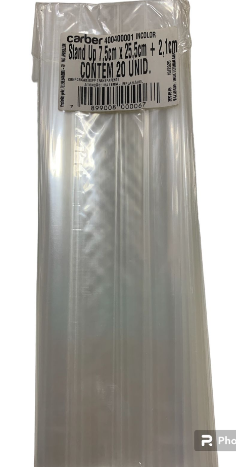 1750 - SACO STAND UP INCOLOR 7,5 X 25,5 +2,1 cm C/20un - PC/CROMUS 