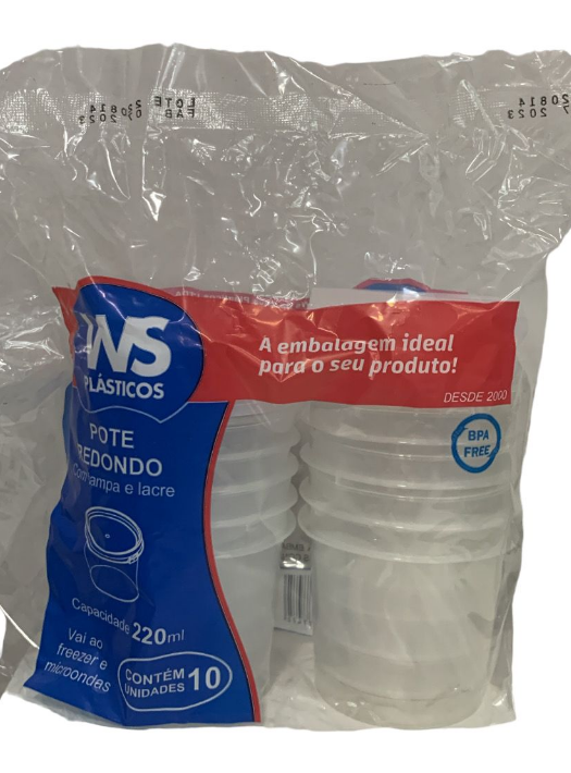 5331- KIT POTE REDONDO C/TAMPA 220ML C/10cj - WS
