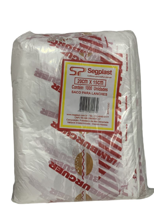 5322 - SACO HAMBURGUER IMPRESSO 20X15  C/1000un - SEGPLAST 