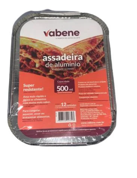 5335 - ASSADEIRA DE ALUMINIO RETANGULAR 500ML TP CART C/12un - VABENE 