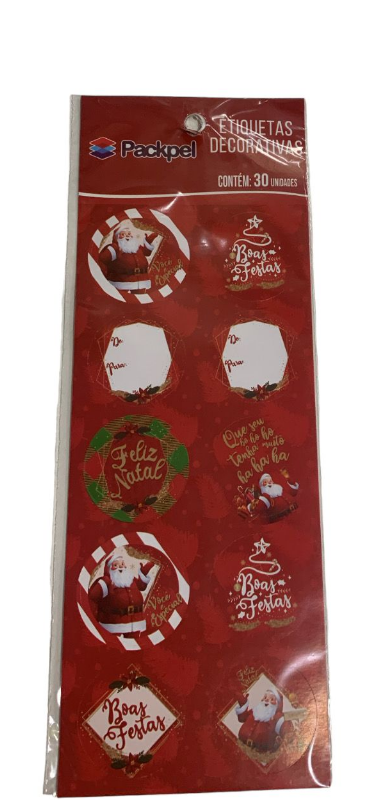 4100- ADESIVO REDONDO NOEL FOREST C/ 30un - CROMUS