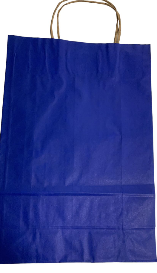 5435 - SACOLA PAPEL KRAFT AZUL BIC 24X10X33 - LELU