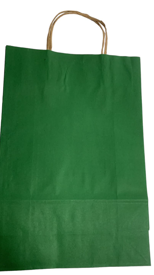 5441 - SACOLA PAPEL KRAFT VERDE BANDEIRA 14X08X16 - LELU