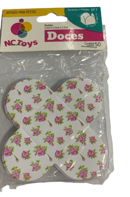 5481 - FORMA 4 PETALA FLORAL BRANCO C/50un - NC TOYS 