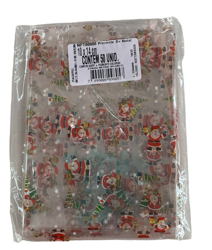 5473 - SACO PRESENTE DE NATAL 10X14cm C/50 un - CROMUS 