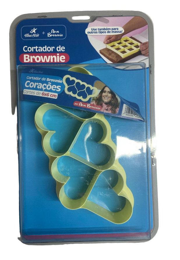 5504 - CORTADOR DE BROWNIE CORACOES 6x6cm - BLUE STAR