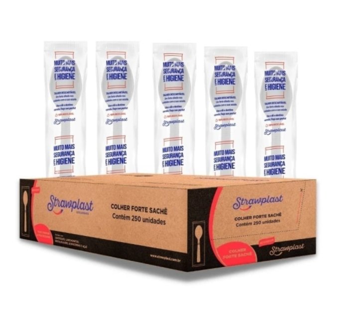 3133 -  COLHER FORTE SACHE BRANCA GRANEL C/250 un - STRAWPLAST 