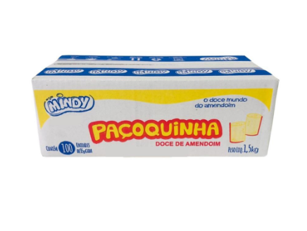 2417 - PAÇOCA ROLHA 1,5kg CX. BRANCA 100un DE 15g EMBALADA - MINDY