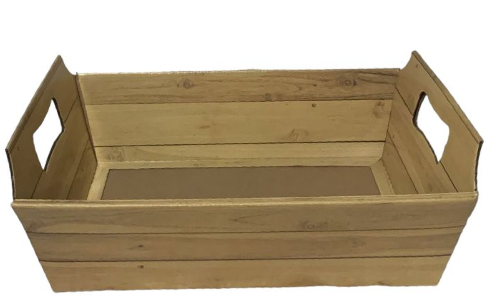 4444 - CESTA DE CARTÃO MADEIRA NATURAL G 32x24x11 - PC/CROMUS