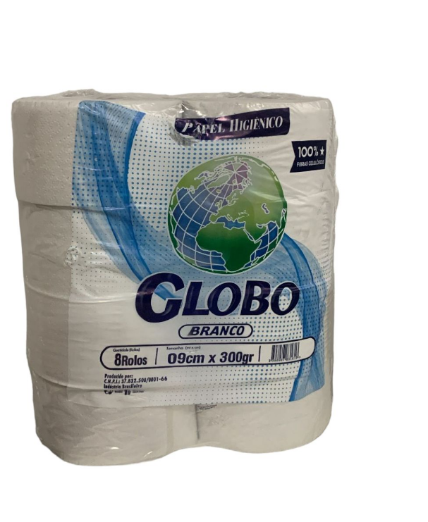 5537 - PAPEL HIGIENICO ROLO BRANCO 8X300g - GLOBO 