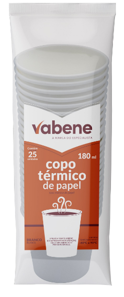 3051 - COPO PAPEL BRANCO 180ml C/25un - VABENE