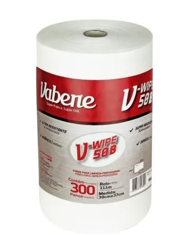 5604 - ROLO 300 PANOS 30X37cm V-WIPE 50B BRANCO - VABENE