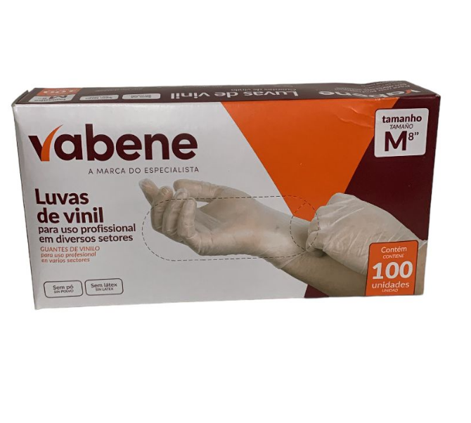 3770 - LUVA VINIL SEM PÓ M C/100un  - VABENE