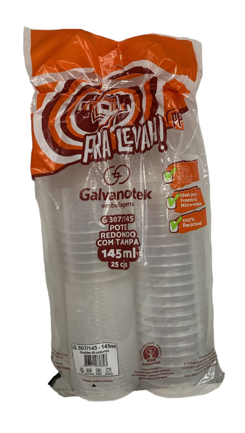 5589 - KIT POTE C/TAMPA RED. 145ml (G307) C/25cj - GALVANOTEK