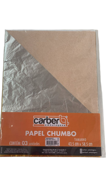 2339 - PAPEL CHUMBO OURO BRILHANTE 43,5x59cm C/3un - PC/CROMUS