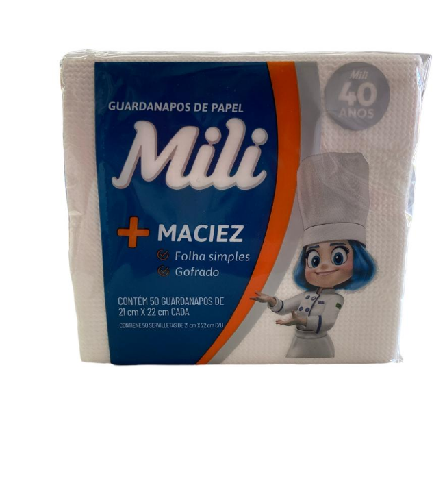 5649 - GUARDANAPO FOLHA SIMPLES 21x22cm C/50un - MILI