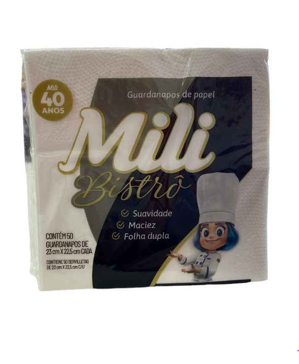 5647 - GUARDANAPO FOLHA DUPLA BISTRO 23x22,5 C/50un - MILI