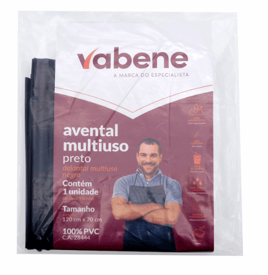 5740-AVENTAL MULT PRETO 120x70cm - VABENE
