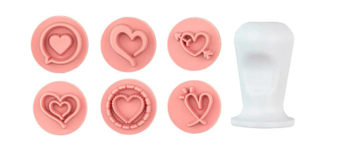 5776-KIT CARIMBOS CORACOES ROSA BEBE (2 cm) - BLUE STAR