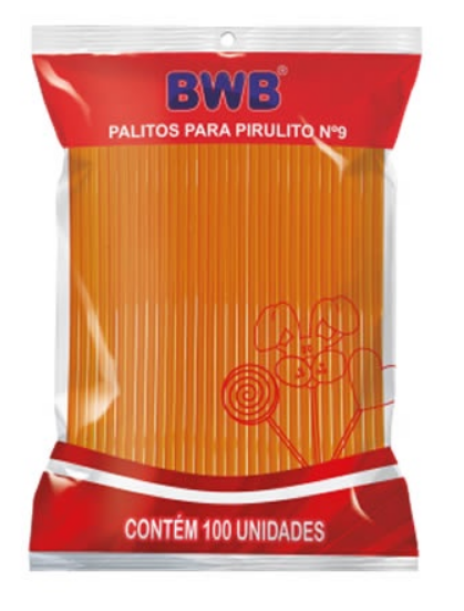 5875- PALITO P/ PIRULITO PEQUENO LARANJA C/100un - BWB