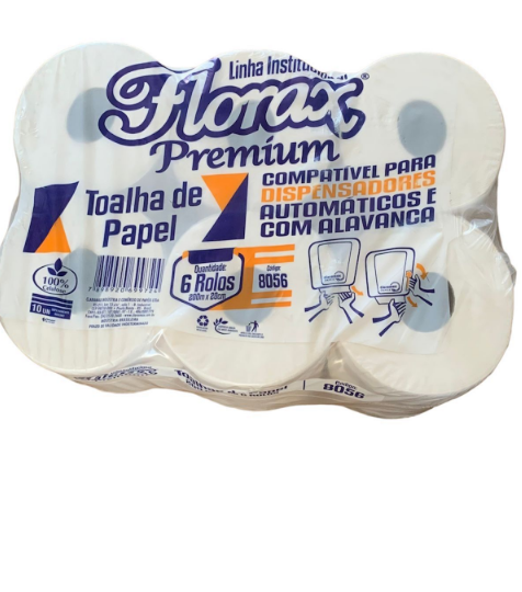 5877- PAPEL TOALHA BOBINA PREMIUM 20X200m C/6un - FLORAX