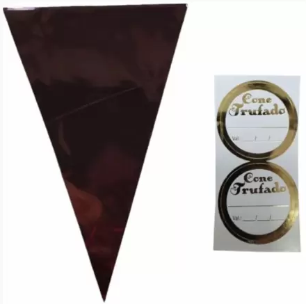 5866 - SACO CONE TRUFADO LISO MARROM 10x15 C/50un - PC/CROMUS