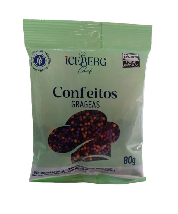 16043 - CONFEITO COLORIDO ROXO, LARANJA E PRETO 80g - ICEBERG